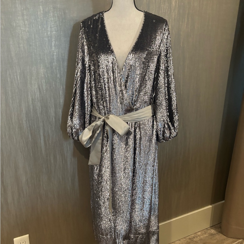 Alice + Olivia Silver Sequin Dress